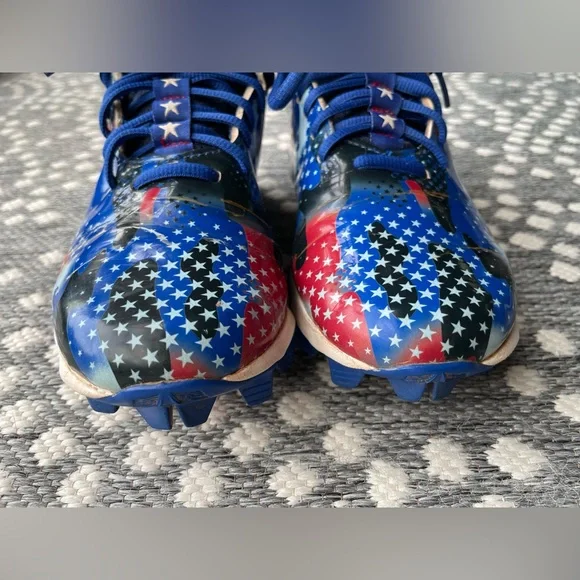 Under Armour Cleats Boys 5 Red White Blue 5Y UA spotlight USA football shoes - Picture 16 of 16